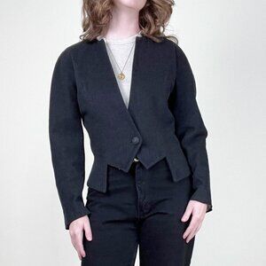 Vintage 80s 90s Cropped Blazer Jacket Oversized Coat Structured Crop 1980s 1990s